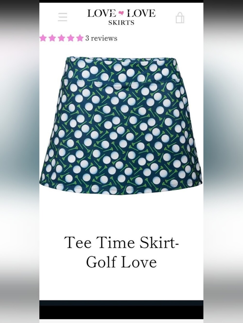 Tee Time Golf Skirt Sz S By Love Love